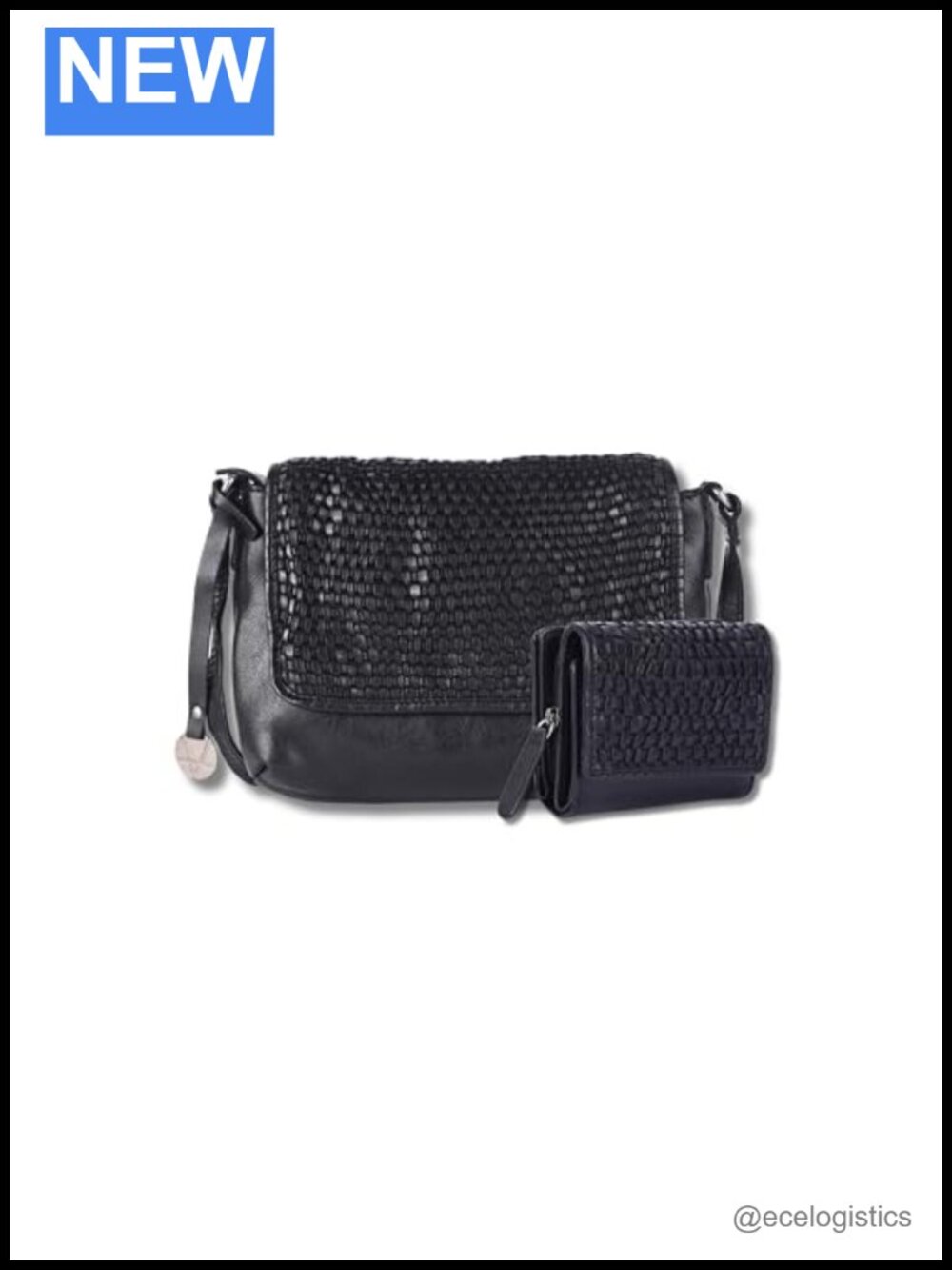 Genuine Leather Crossbody Bag & Wallet Set for Women, Zipper Closure, Vintage
